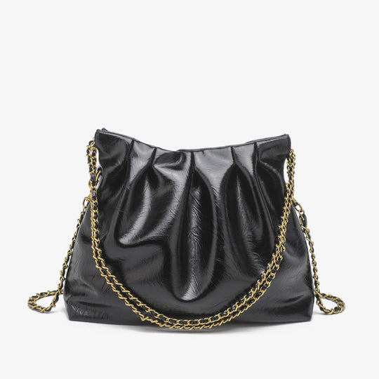 Damen Umhängetasche mit elegantem Plissee-Design und schimmerndem Kettenriemen Nord Taschen