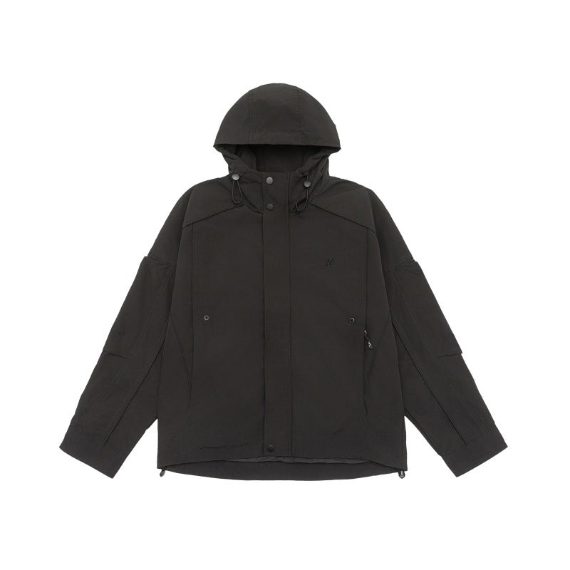 Unisex Technische Kapuzen‑Fieldjacke im Boxy‑Cut mit verdeckter Front und Multifunktions‑Taschen Nord Taschen
