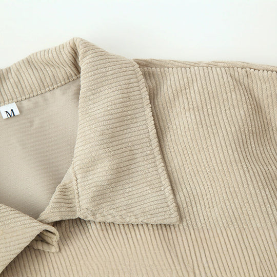 Damen Langes Hemdkleid aus Cord‑Ripp mit durchgehender Knopfleiste, Hemdkragen und abgerundetem Saum Nord Taschen