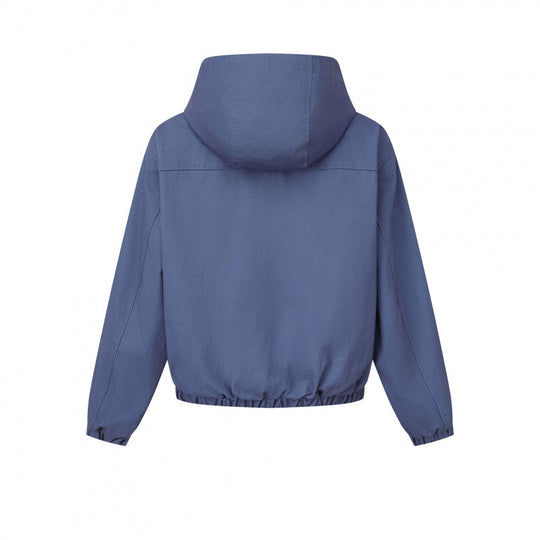 Damen Kurz geschnittene Kapuzen-Blousonjacke mit strukturiertem Gewebe, Pattentaschen und elastischem Saum Nord Taschen