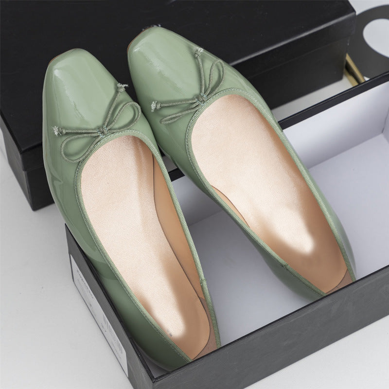 Damen elegante Ballerinas mit feinem Lackleder-Obermaterial und modischem Schleifen-Detail Nord Taschen