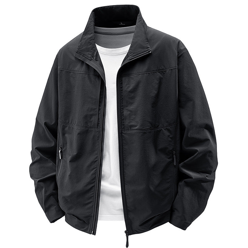Herren Leichte urbane Windjacke mit Stehkragen, wasserabweisender Gewebemischung und verdeckten Reißverschlüssen Nord Taschen