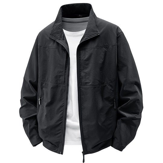 Herren Leichte urbane Windjacke mit Stehkragen, wasserabweisender Gewebemischung und verdeckten Reißverschlüssen Nord Taschen