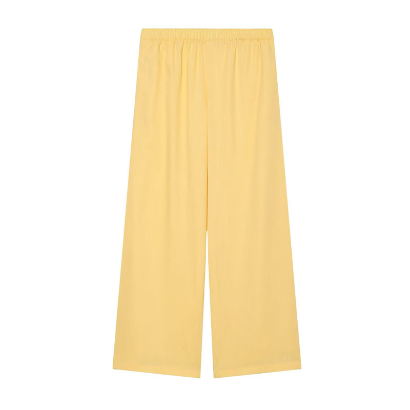 Damen Weite Palazzo-Hose mit elastischem Bund und fließendem Leinenmix Nord Taschen