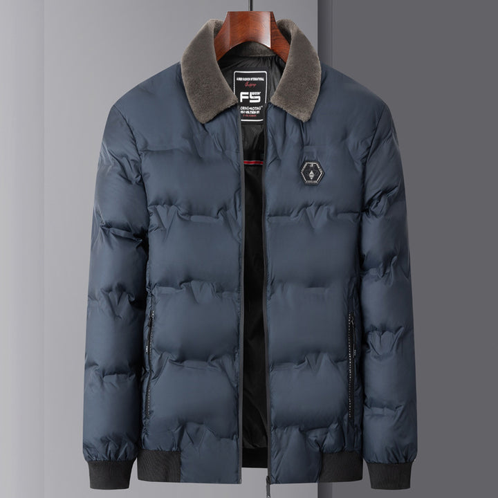 Herren gesteppte Thermojacke mit Kunstfellkragen winddicht wasserabweisend und mehreren Reißverschlusstaschen Nord Taschen