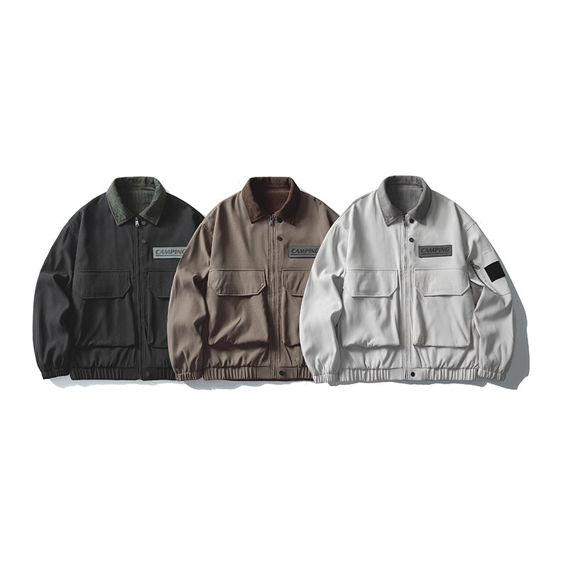 Damen Oversize Utility-Jacke mit Fleece‑Kragen & Multifunktions‑Taschen Nord Taschen