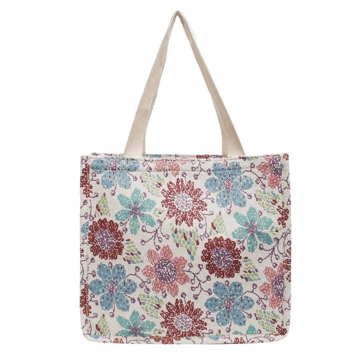 Damen Jute-Tragetasche mit floralem Design und praktischen Griffen Nord Taschen