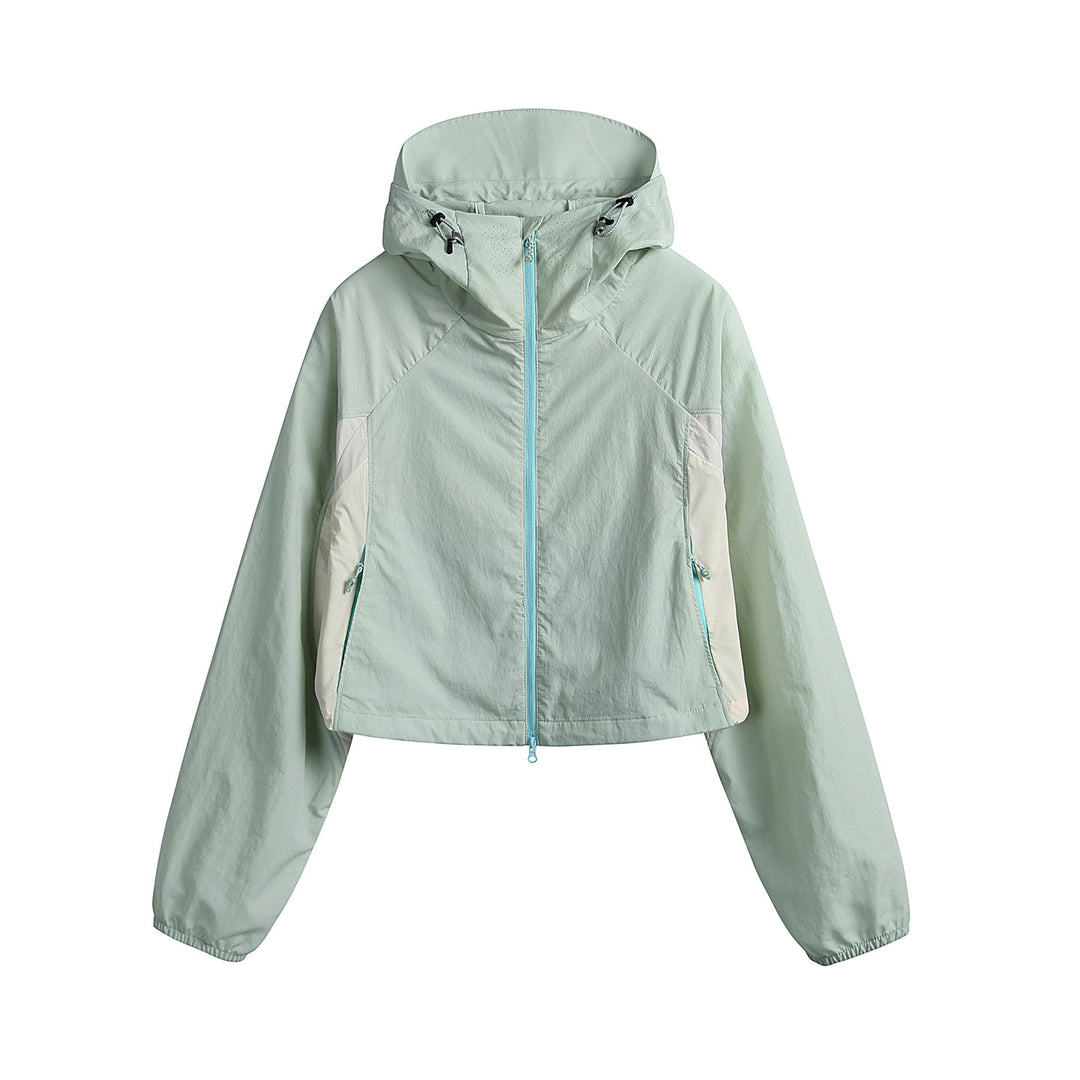 Damen Kurz geschnittene Kapuzen-Windjacke mit technischen Einsätzen Nord Taschen