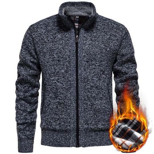 Herren Strickjacke mit hohem Kragen und praktischem Reißverschluss Nord Taschen