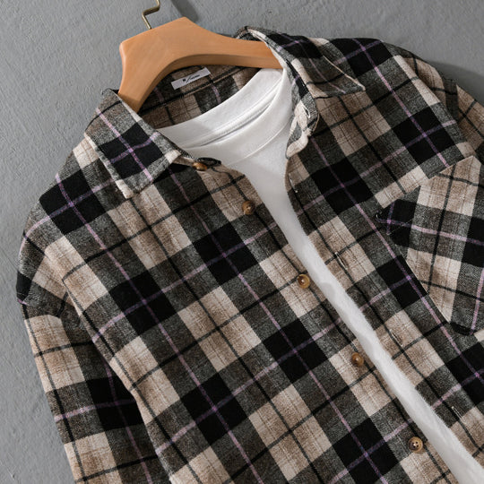 Herren Karo‑Flanell Überhemd Nord Taschen