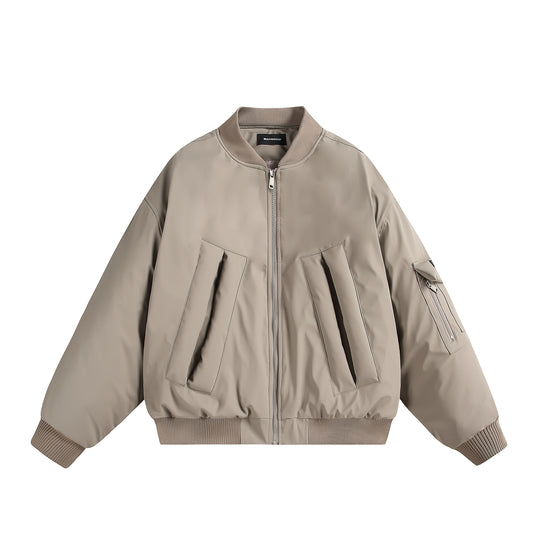 Unisex Kurz geschnittene Oversize-Pufferjacke mit Utility-Ärmeltasche und Rippenbündchen Nord Taschen