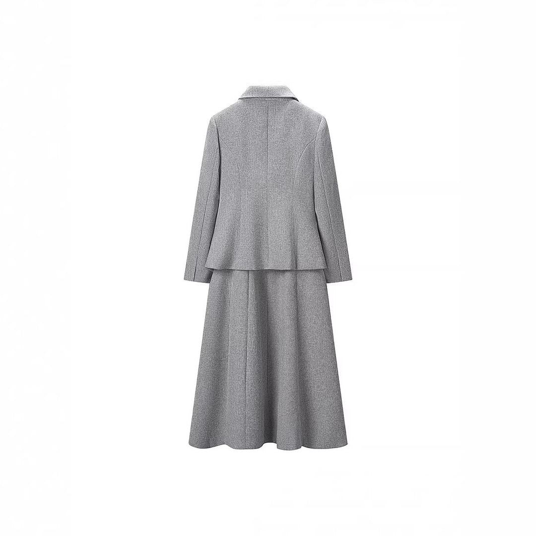 Damen Zweiteiliges Bouclé-Set Taillierter Peplum-Blazer und A-Linien-Midirock Nord Taschen