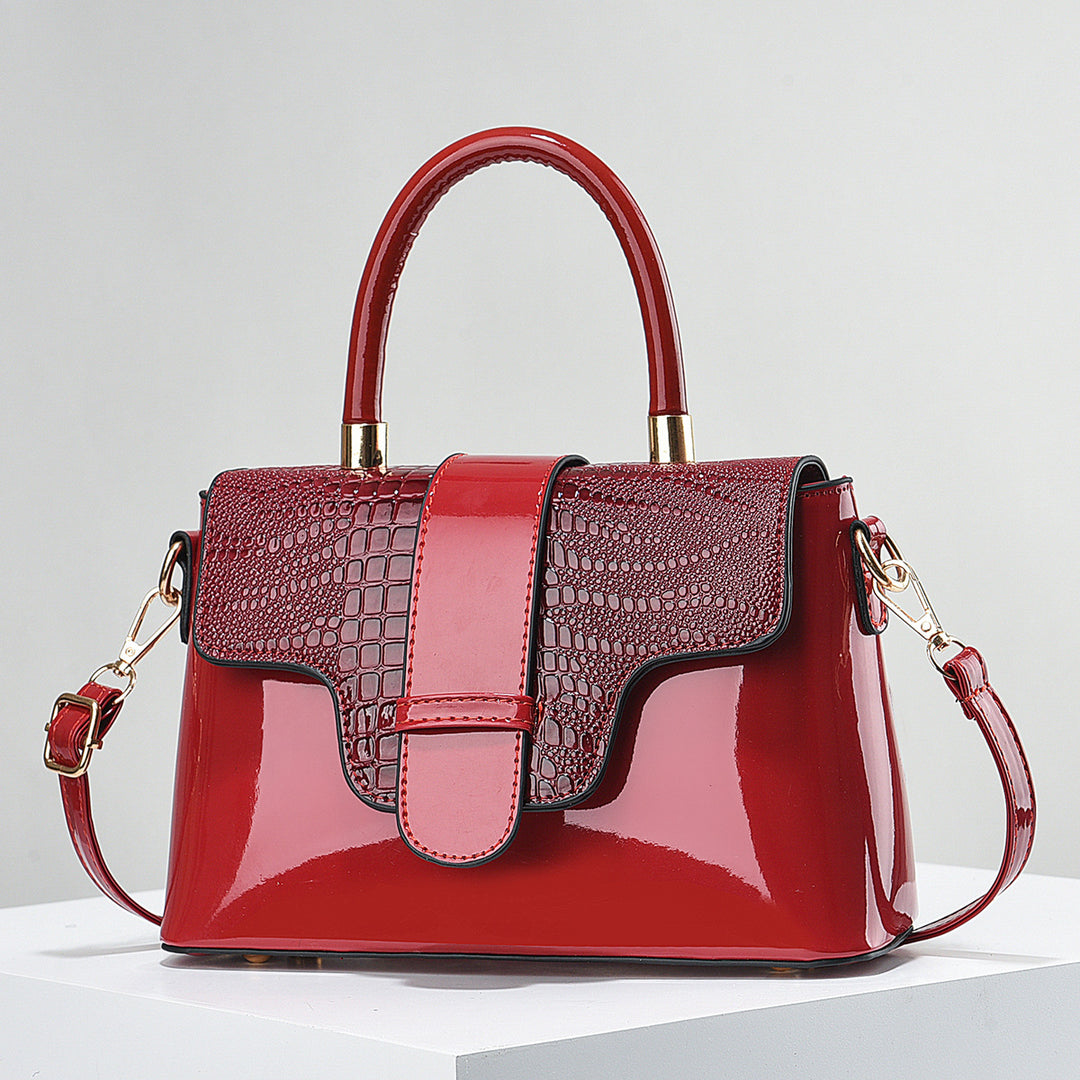 Damen Handtasche im raffinierten Krokodil-Look mit abnehmbarem Schultergurt Nord Taschen