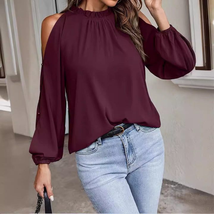 Damen Bluse mit kühlen Schulterdetails und elastischen Ärmeln