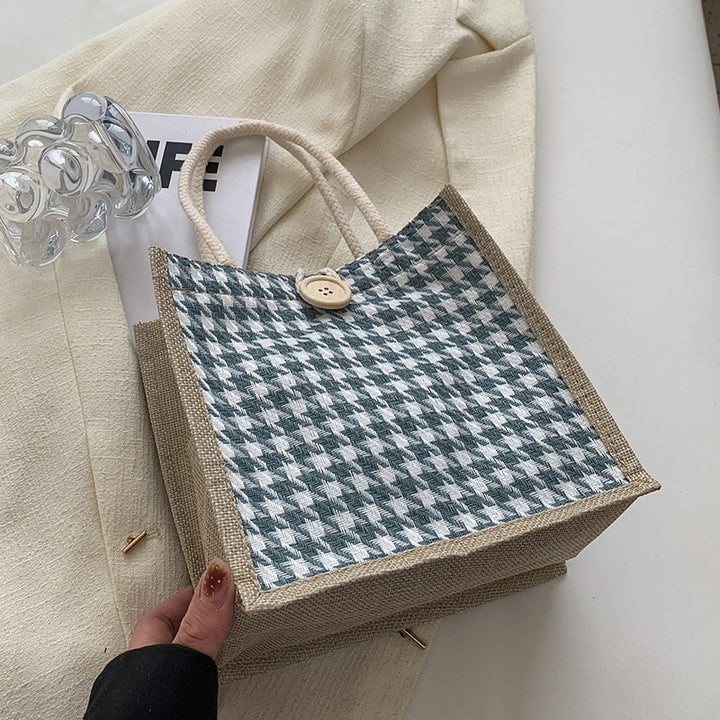 Damen Jute-Bag im klassischen Hahnentrittmuster Nord Taschen