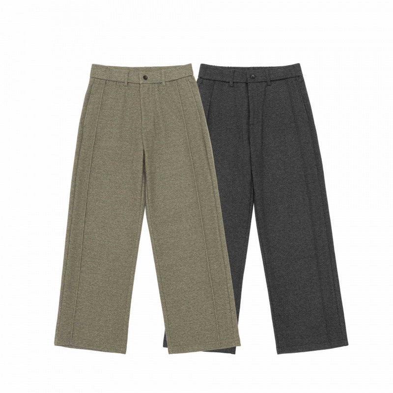 Damen Weite Wollmix-Hose mit Bügelfalte, Hoher Bund und geradem Bein Nord Taschen