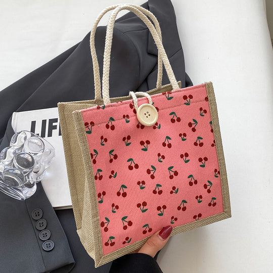 Damen Jute-Tasche mit buntem Blumenmuster Nord Taschen