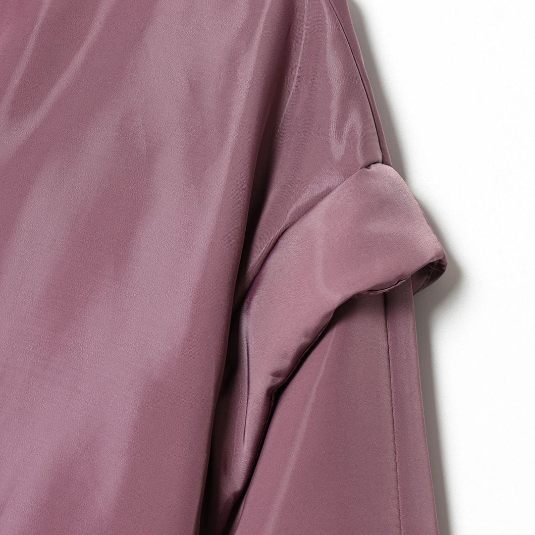 Damen Gekürzte wattierte Satinjacke mit hohem Stehkragen und Taillen-Smock Nord Taschen