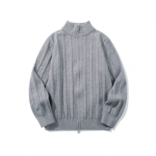 Unisex Reißverschluss-Strickjacke mit Stehkragen und vertikaler Struktur Nord Taschen