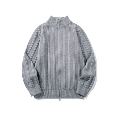 Unisex Reißverschluss-Strickjacke mit Stehkragen und vertikaler Struktur Nord Taschen