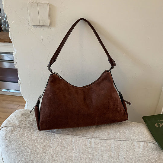 Damen modische Schultertasche aus weichem Veloursleder Nord Taschen