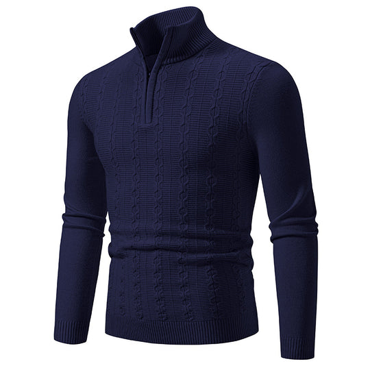 Herren Schmaler Halbzip-Zopfmuster-Pullover mit Thermo-Feinstrick und Rippsaum Nord Taschen