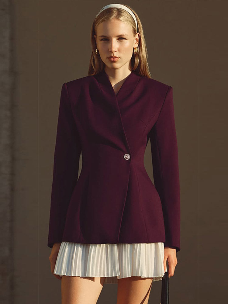 Damen Taillierter Blazer mit skulpturierter Taille, asymmetrischem Knopfdetail und verlängertem Saum Nord Taschen