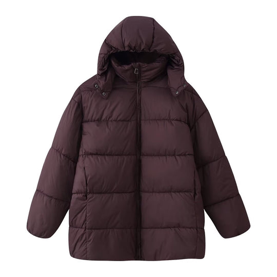 Damen Oversize-Steppmantel mit Kapuze und wattierter Thermofüllung Nord Taschen