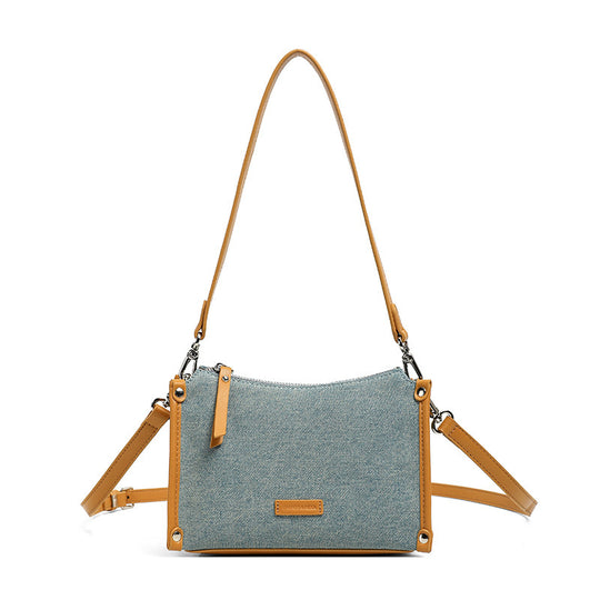 Damen Umhängetasche aus strapazierfähigem Denim mit hochwertigem Kunstledereinzug Nord Taschen