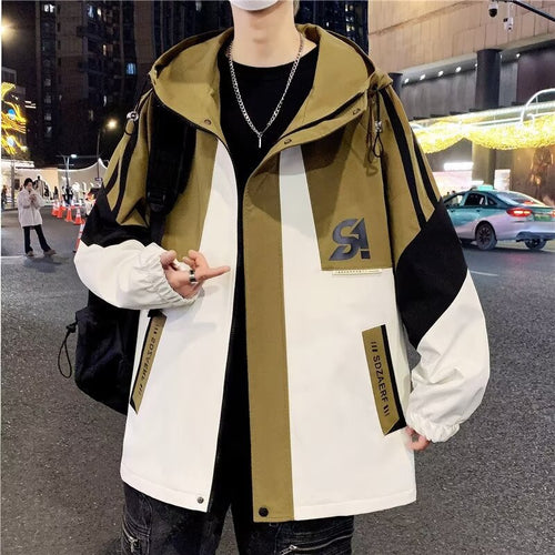 Herren Colourblock-Utility-Outdoorjacke mit Kapuze, Kontraststreifen und verdecktem Reißverschluss Nord Taschen