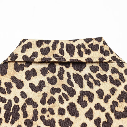 Damen Cropped Bomberjacke im Oversize‑Schnitt mit durchgehendem Reißverschluss und Leopardenmuster Nord Taschen