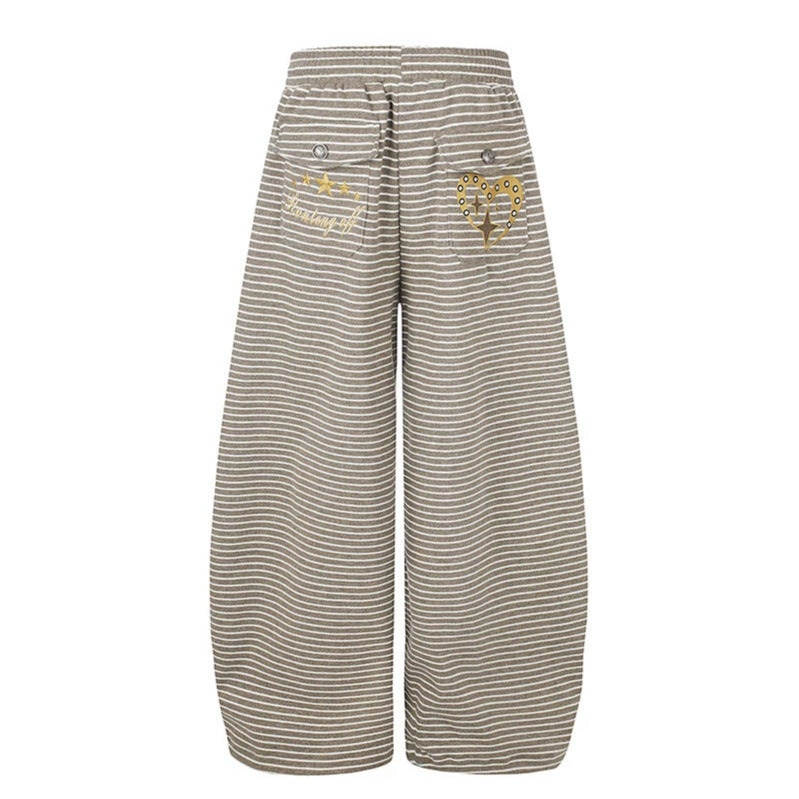 Damen Weite Palazzo-Culotte-Sweathose mit Tunnelzugbund und Zierknopfleiste Nord Taschen