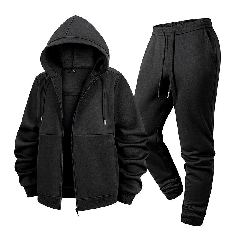 Herren Zweiteiliges Kapuzen-Trainingsset aus Thermofleece mit Reißverschluss-Hoodie und konischer Jogginghose Nord Taschen