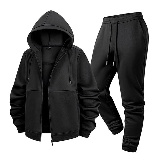 Herren Zweiteiliges Kapuzen-Trainingsset aus Thermofleece mit Reißverschluss-Hoodie und konischer Jogginghose Nord Taschen