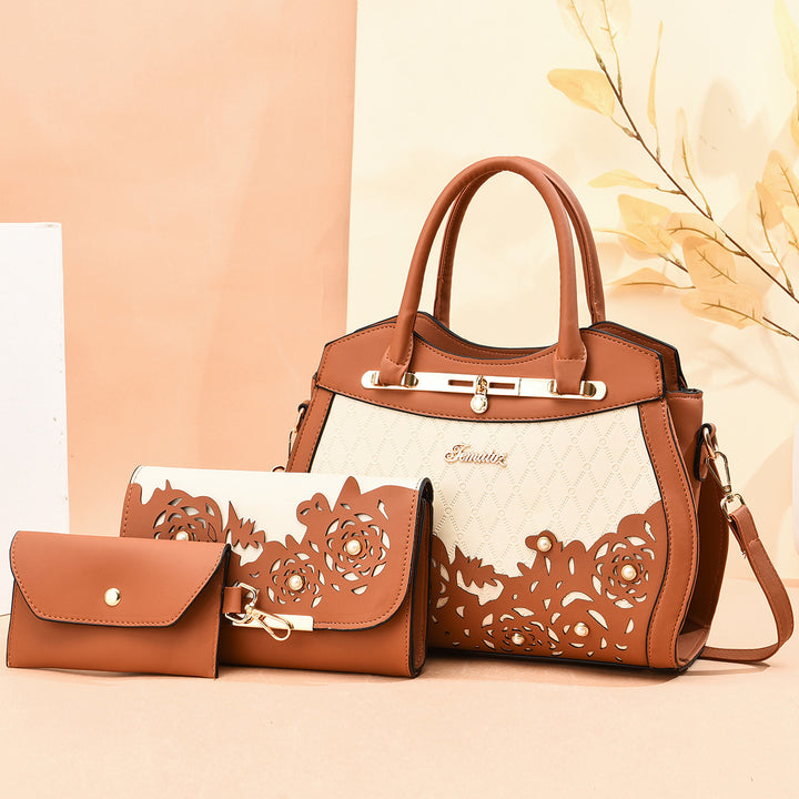 Damen elegante Handtasche mit floralem Ausschnitt Nord Taschen