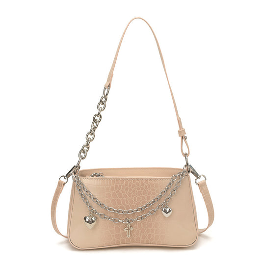 Damen Umhängetasche mit Krokodilprägung und stilvollen Anhängern Nord Taschen
