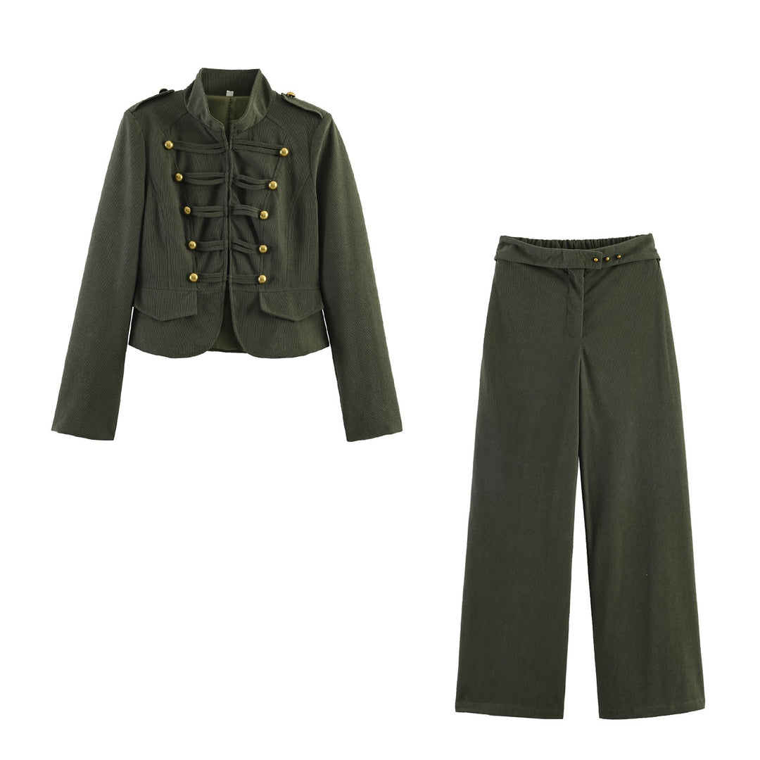 Damen Weite Highwaist‑Hose mit Umschlagbund und Cordoptik Nord Taschen