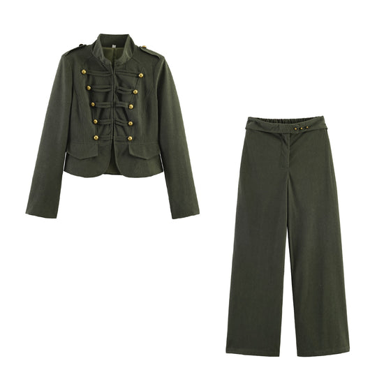 Damen Weite Highwaist‑Hose mit Umschlagbund und Cordoptik Nord Taschen