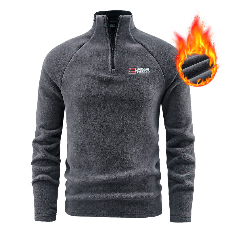 Herren Wärmender Fleecepullover mit kurzem Reißverschluss und Stehkragen Nord Taschen