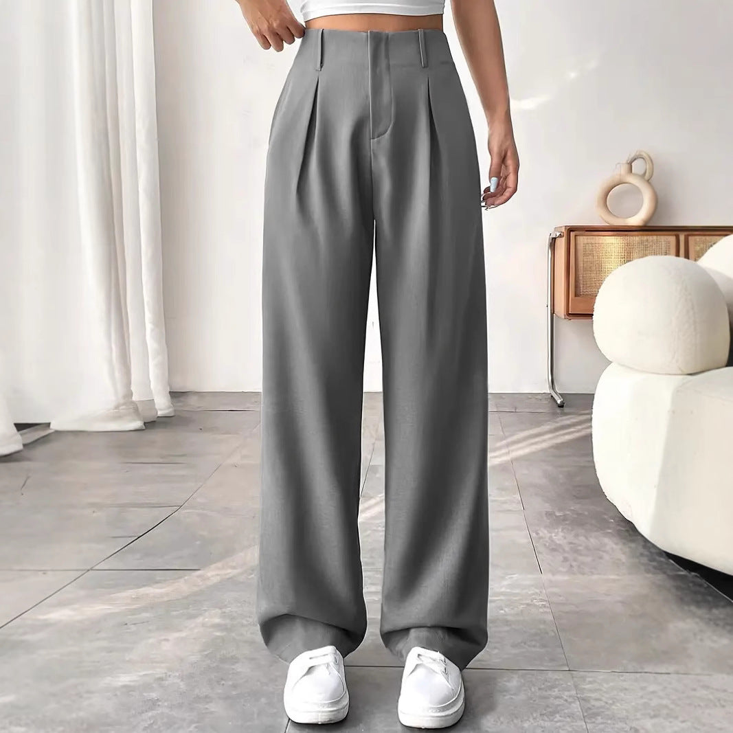 Damen Elegante Bundfaltenhose mit weitem Schnitt