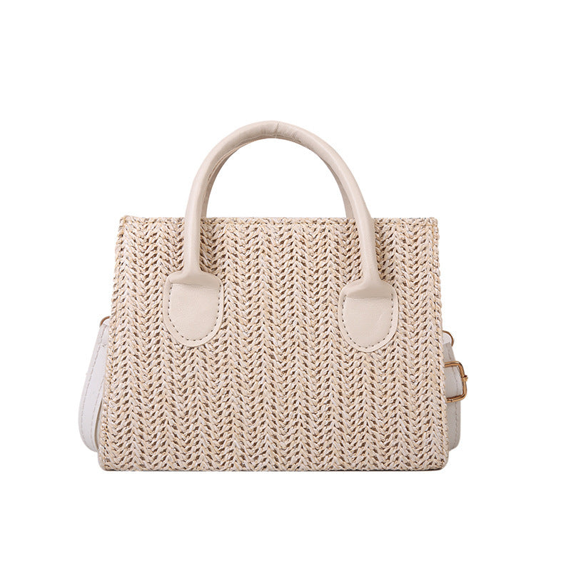 Damen elegante Strohtasche mit Lederakzenten Nord Taschen