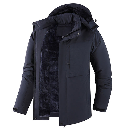Herren Plüschgefütterte Winterparka mit Kapuze, winddichter Hülle & verdeckter Frontleiste Nord Taschen