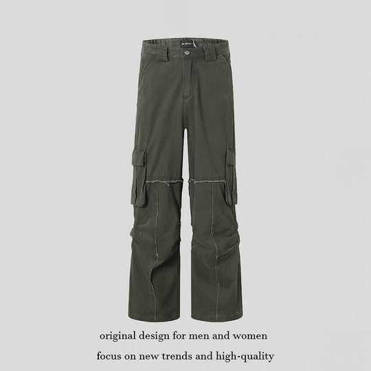 Damen Weite Cargo-Culotte-Hose mit hoher Taille, Multi‑Taschen und sichtbaren Nahtdetails Nord Taschen