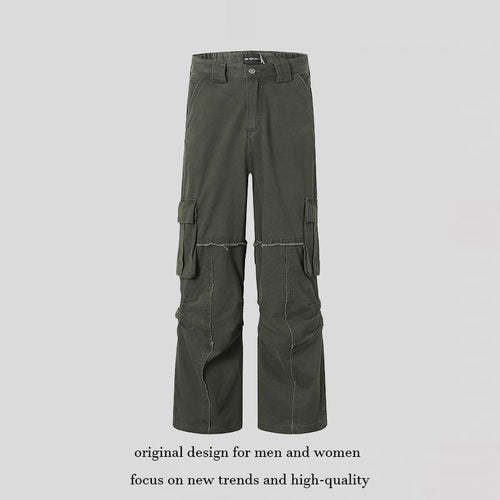 Damen Weite Cargo-Culotte-Hose mit hoher Taille, Multi‑Taschen und sichtbaren Nahtdetails Nord Taschen