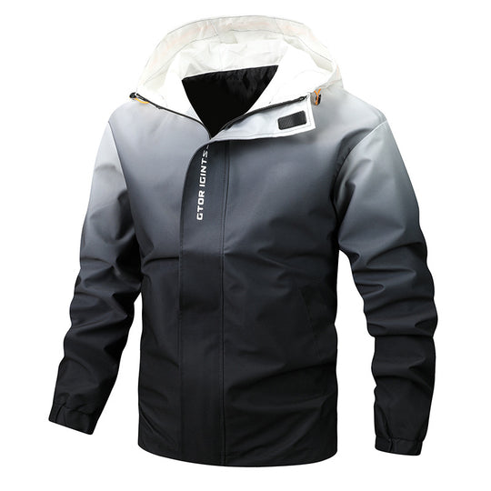 Herren Wasserabweisende Kapuzenjacke mit Farbverlauf, winddicht und atmungsaktiv Nord Taschen