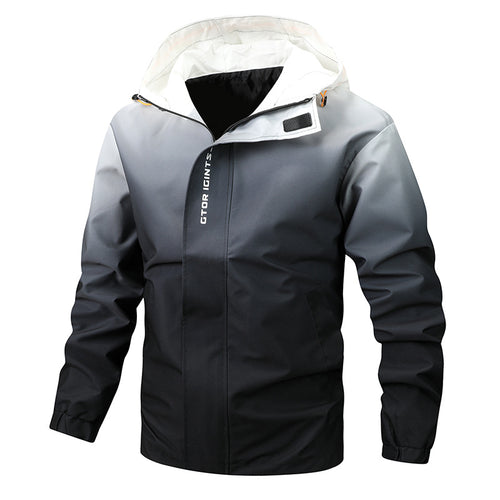 Herren Wasserabweisende Kapuzenjacke mit Farbverlauf, winddicht und atmungsaktiv Nord Taschen