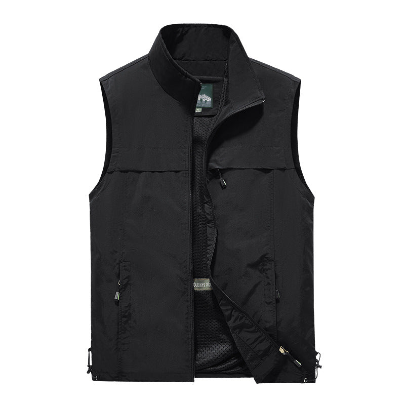 Herren  leichte winddichte Outdoor-Weste mit Stehkragen und Reißverschlusstaschen Nord Taschen