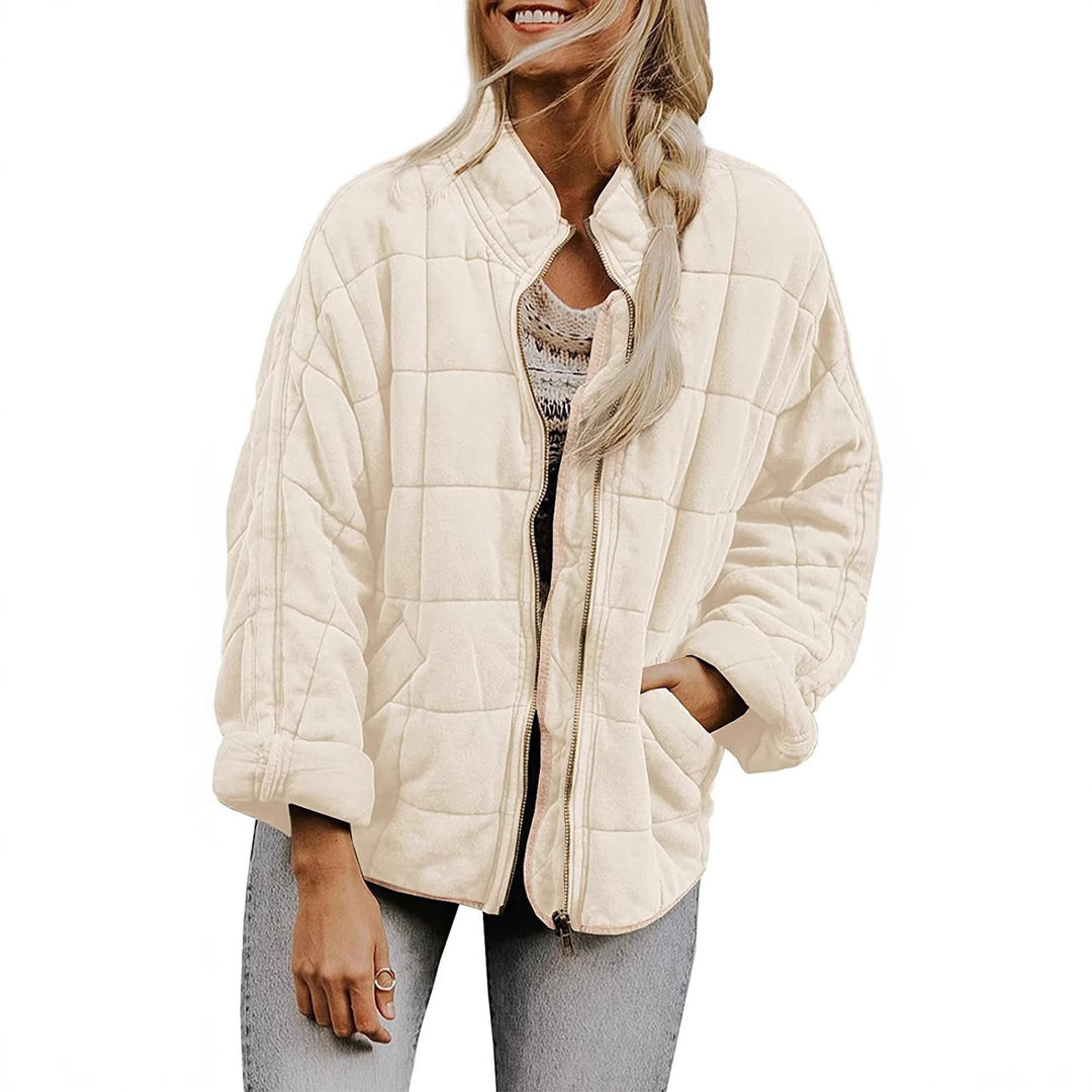 Damen Oversize Steppjacke mit Reißverschluss und Eingrifftaschen Nord Taschen