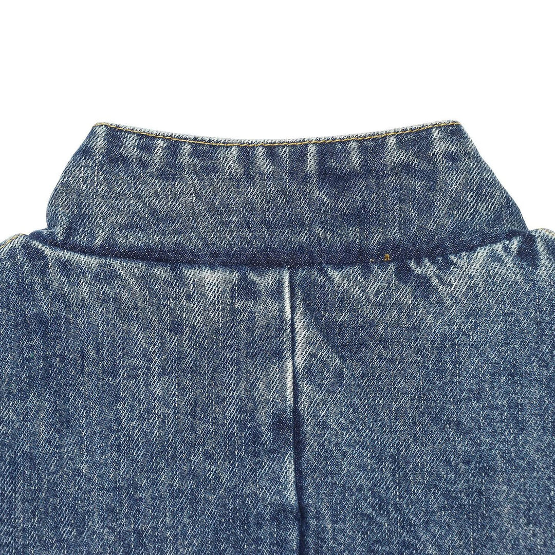 Damen Boxy Cropped Jeansjacke mit Stehkragen und dreiviertel Ärmeln Nord Taschen