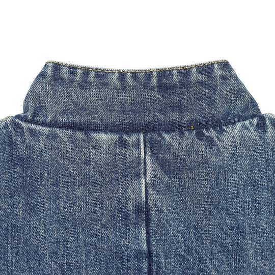 Damen Boxy Cropped Jeansjacke mit Stehkragen und dreiviertel Ärmeln Nord Taschen